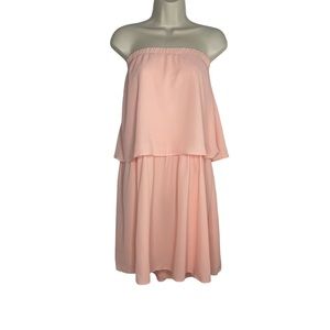 Mary & Mabel Mini Dress Womens Blush Pink Tiered Strapless Rayon Size XS